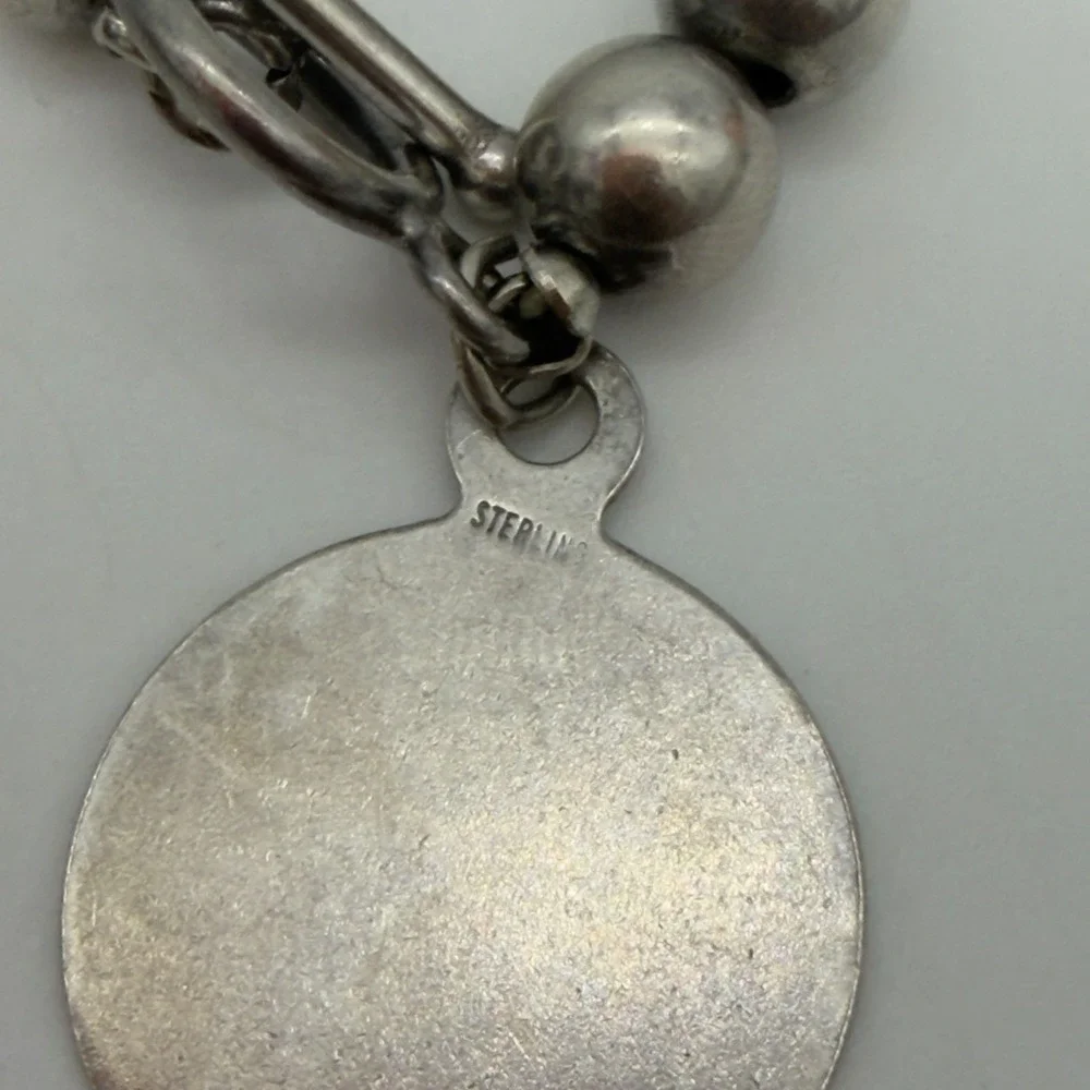 Vintage Sterling Silver 925 Ball Bead Toggle Bracelet Engravable Charm Sz 7